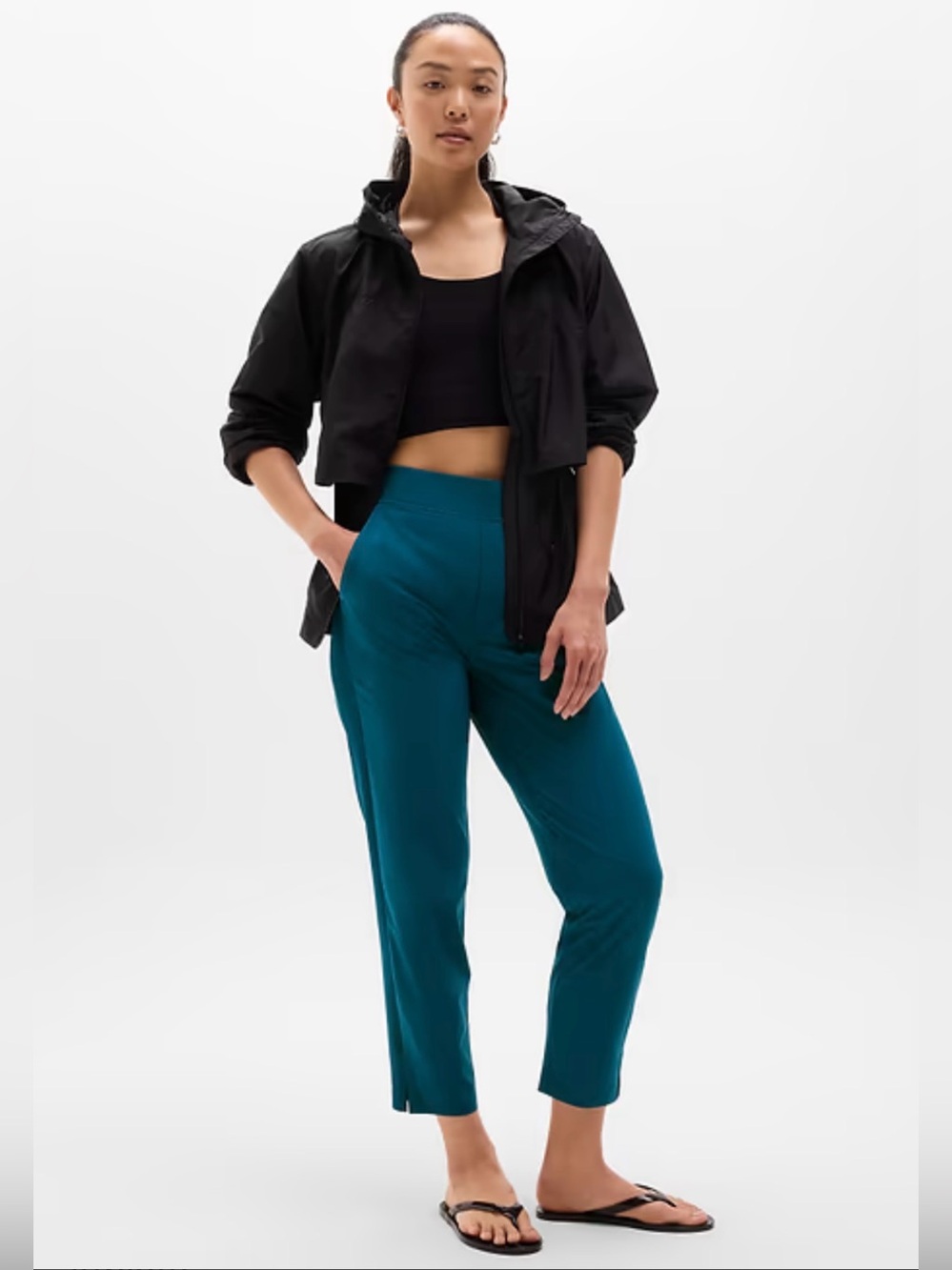 Athleta BROOKLYN MID RISE ANKLE PANT Teal Slim Crop Pants Size 4P